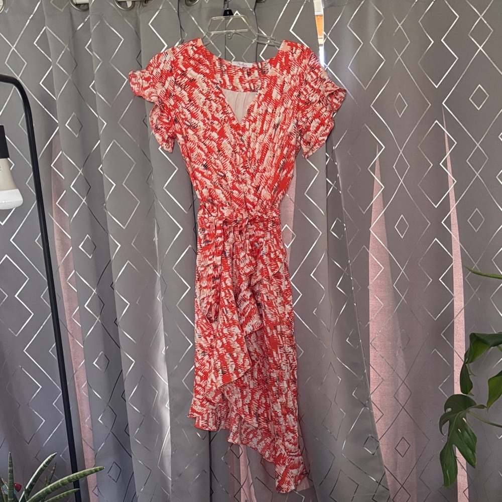 Parker NWOT Red Patterned Wrap Dress
